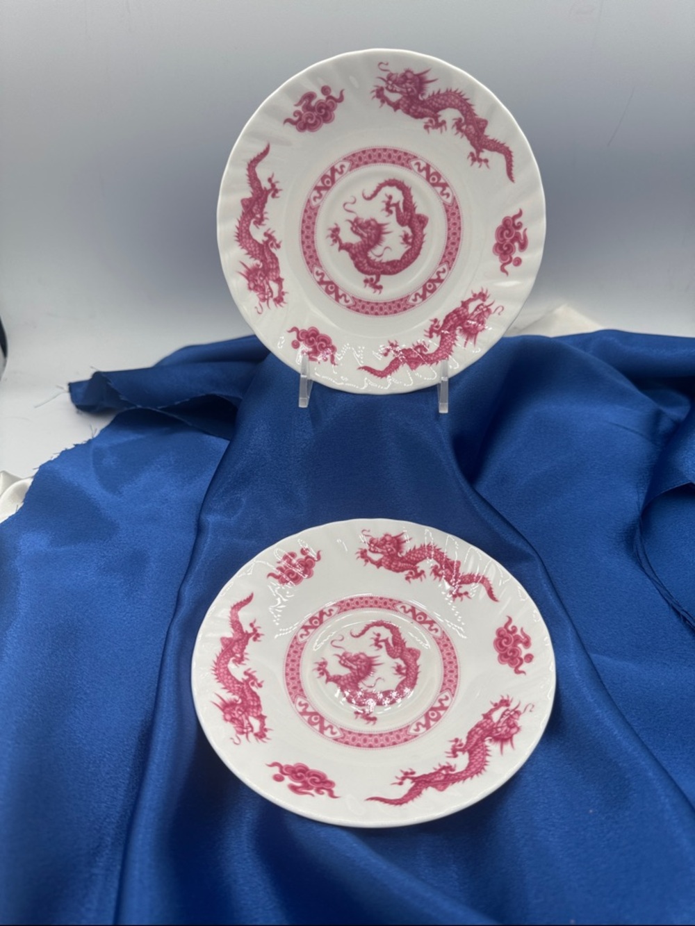 Rosina Queens Red Dragon Porcelain Decorative Plates - White and Red; 5 3/4”